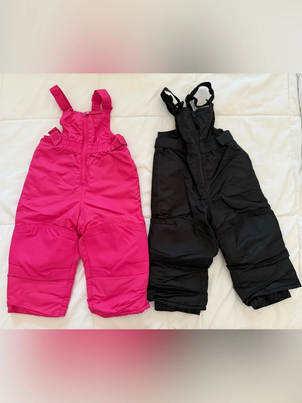 Cat & Jack Pink and Black Kids Snow Overalls Pair